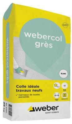 Mortier-colle webercol grès pour tous carreaux - blanc - sac de 25 kg