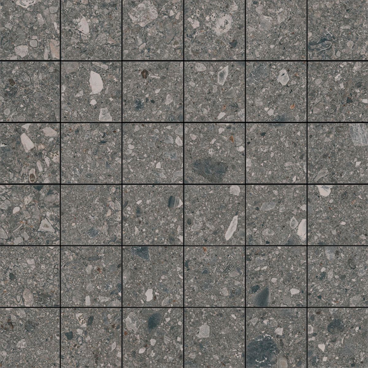 Mosaïque Mystone Ceppo di Grè - grès cérame - anthracite - 30x30 cm - ép. 10 mm