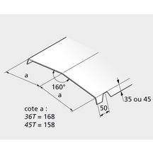 Faîtière double pour couvertures sèches 45T épaisseur 0,75 profil 432 2,10m RAL 8012