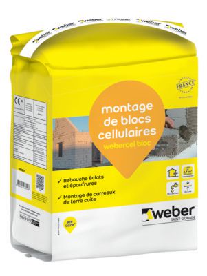 Mortier de montage webercel bloc pour béton cellulaire - sac de 5 kg