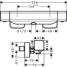 Mitigeur thermostatique de douche Ecostat E - finition chromé Réf. 15773000