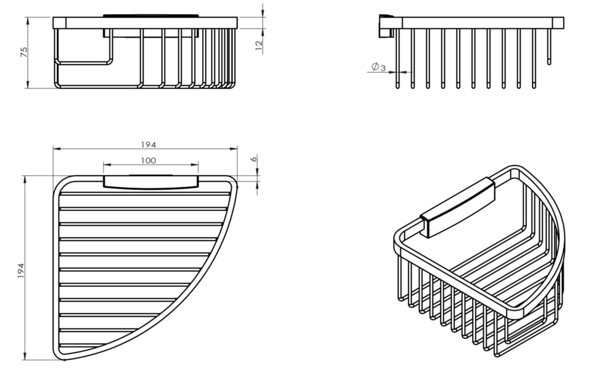 Panier filaire d'angle à fixer Alterna Day By Day