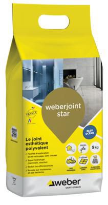 Joint de carrelage esthétique Weberjoint Star - bleu océan B03 - sac de 5 kg