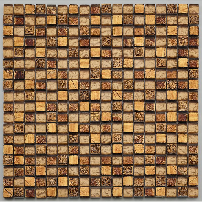 Mosaïque murale carreaux de verre Tuscany - warm gold GL-2488 - tesselles 1,5x1,5 cm sur plaque 29,8x29,8 cm