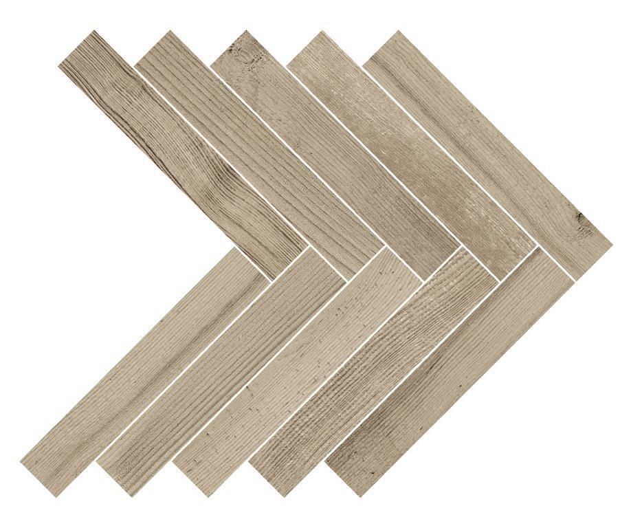 Carrelage de sol intérieur Cortina - grès cérame rectifié - mosaïque herringbone ton natural - 36,2x41,2 cm - ép. 9 mm