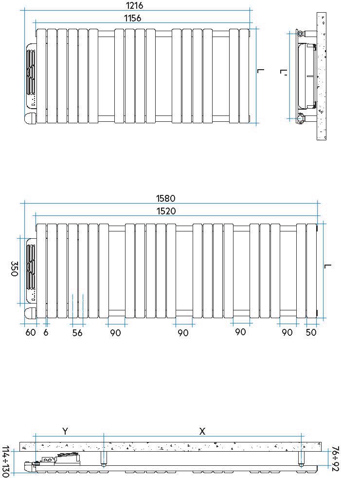 Sèche-serviette Alterna Concerto électrique soufflant 1000w+1000w 1520/606 blanc mat