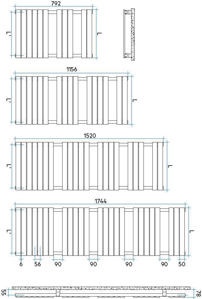 Sèche-serviette Alterna Concerto eau chaude 558w 1156/506 blanc mat