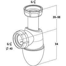 Siphon évier plastique Easyphon 0224286 - Ø entrée : 40 mm - Ø sortie : 40 mm