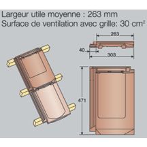 Tuile chatière 30cm² ardoisé pour Jura Nova KOR BJUN8640