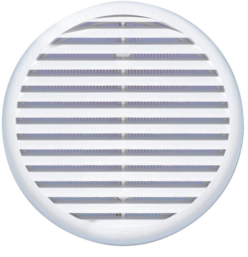 Grille de ventilation ronde à clipser - diamètre de 125 à 160 mm - blanc - PVC Réf. 201962