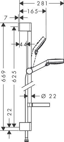 Ensemble barre de douche 65cm Crometta Vario 2 jets avec porte-savon 26553400