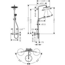 Colonne de Douche Showerpipe Croma 280 mitigeur thermostatique douche chromé Réf. 2679000000