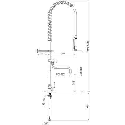 Ensemble de prélavage avec mitigeur monotrou avec puisage à bec télescopique flexible et douchette blancs : réf. 6692