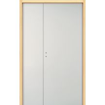 Bloc-porte EI60 prépeint 204x146 (93+53) poussant gauche Huisserie 78 bois dur Tech+ 4 paumelles univers - serrure sûreté 1 pt sans cylindre - verrous ht et bas - emballé