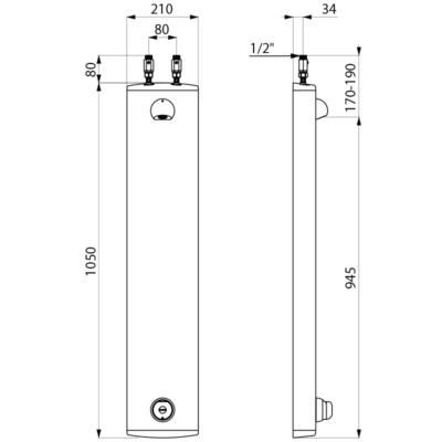 Panneau de douche Tempomix avec mitigeur temporisé et pomme round, alimentation par le haut face alu : réf. 790300