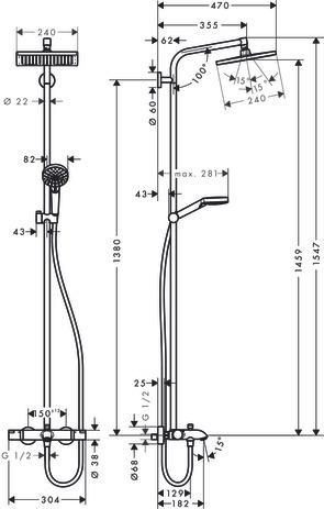 Showerpipe Crometta E 240 1 jet bain/douche Réf. 27298000