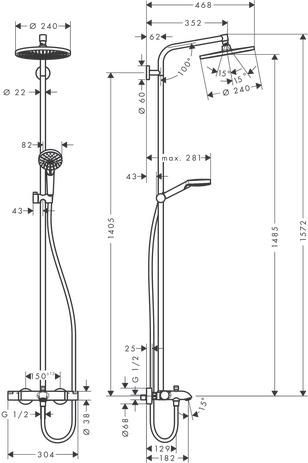 Showerpipe Crometta S 240 1 jet bain/douche Réf. 27320000