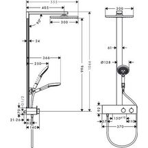 Colonne de douche Raindance E 300 1jet EcoSmart 9 l/min avec mitigeur thermostatique ShowerTablet 350 Chromé réf. 27362000