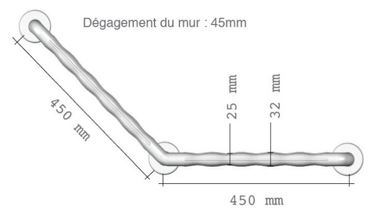 Barres d'appui à poignée ergonomique AKW INTERNATIONAL coudées à 135° blanc réf. 01640WH-LS