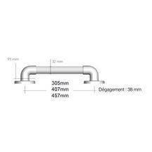 Barres d'appui hautement résistantes AKW INTERNATIONAL blanc 305 mm blanc réf. 01900WH-LS