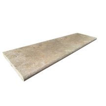 Margelle Travertin beige 1er Choix - bord demi rond - ton Mix - 33x100 cm - ép. 3 cm