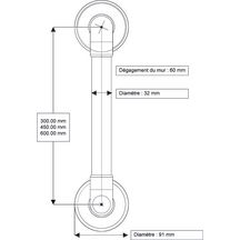 Barre d'appui lisse AKW INTERNATIONAL 450 mm réf. 11910WH-LS