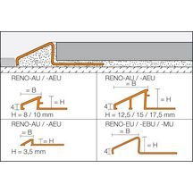 Profilé de transition Reno EU 100 - acier inoxydable - L. 2,5 m - H. 10 mm