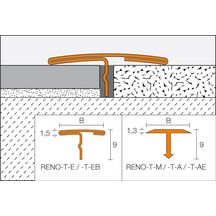 Profilé de transition Reno-T pour sols de même niveau - acier inoxydable - ép. 25 mm - L. 2,5 m