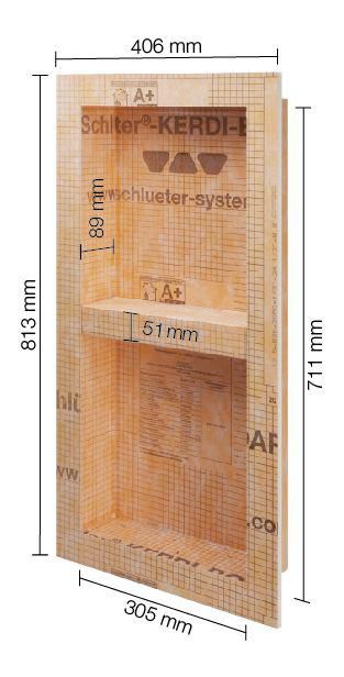 Niche préfabriquée Kerdi-Board-N - 1 tablette intermédiaire - 305x711x89 mm