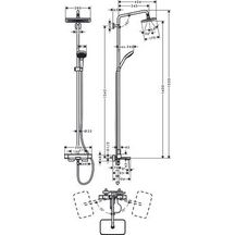 Colonne de douche Croma E Showerpipe 280 - 1 jet avec mitigeur baignoire thermostatique - chromé Réf. 27687000