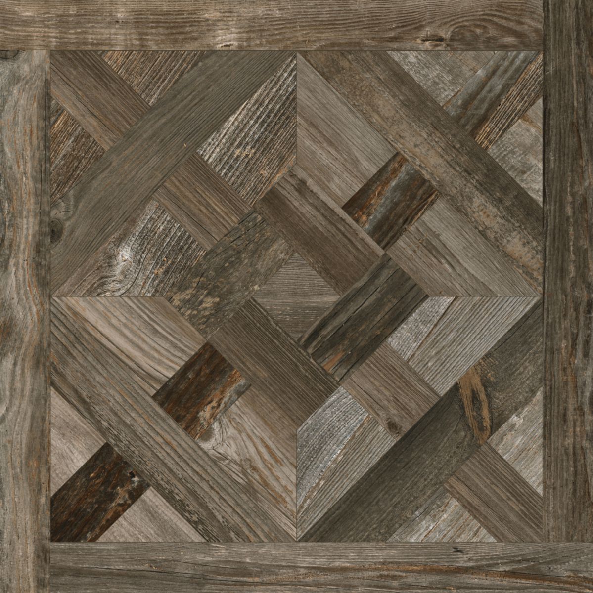 Carrelage imitation parquet Artwood - grès cérame rectifié - décor chocolatebrown inlay - 60x60 cm - ép. 9,5 mm