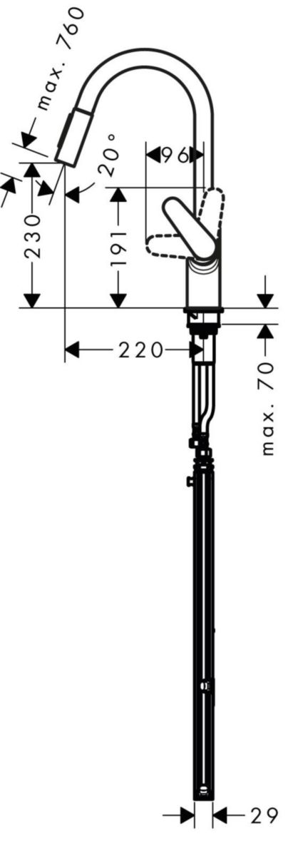 Mitigeur de cuisine M4116-H 240 240 avec douchette extractible réf. 73880000