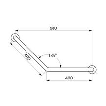 Barre à 135° 2 points de fixation diamètre 32 400 x 400 mm inox poli brillant fixation invisible : réf. 5081P2