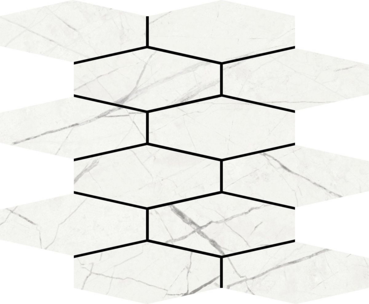 Faïence murale mosaïque hexagonale Muse Slim - white satin - 28,1x34,1 cm