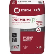 Ciment moins carboné Premium R CEM III/A 42,5 N CE NF – Eqiom – sac de 25kg