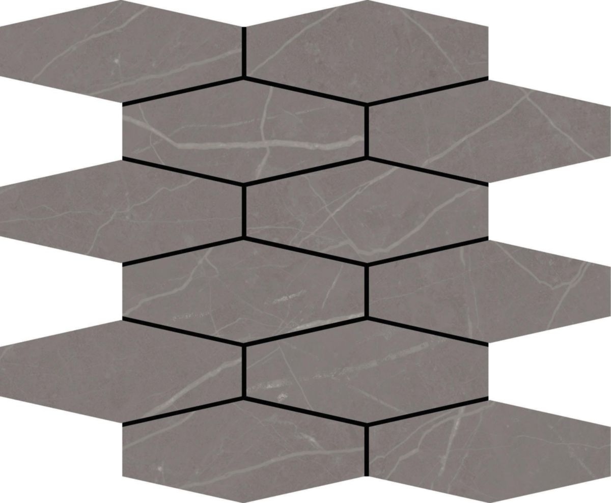 Faïence murale mosaïque hexagonale Muse Slim - grey satin - 28,1x34,1 cm