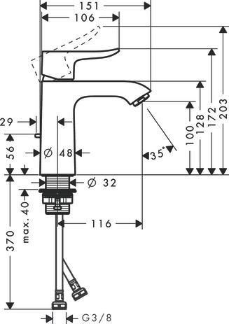 Mitigeur de lavabo METRIS 110 mm, chromé réf. 31080000