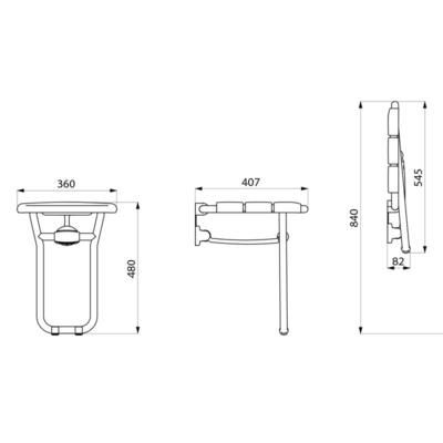 Siège de douche relevable ECO avec pied, alu réf. 510400