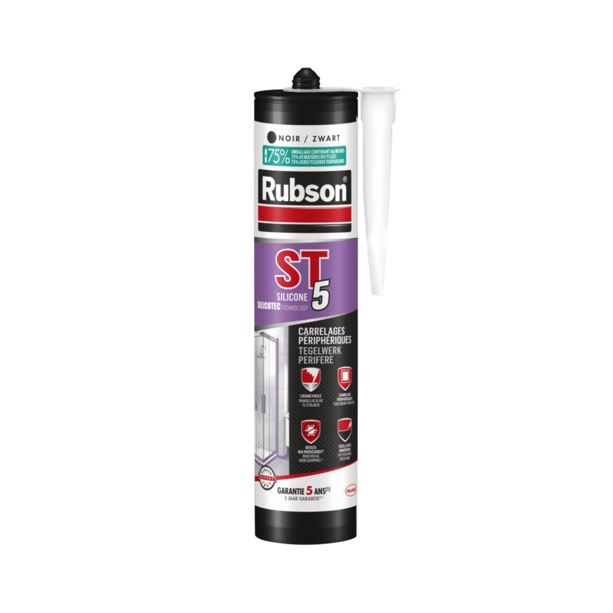 Mastic silicone Rubson ST5 noir - cartouches de 300ml