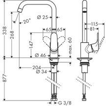 Mitigeur d'évier FOCUS, bec orientable en 3 étapes 110°, 150° ou 360°, chromé réf. 31820000