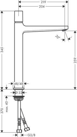 Mitigeur de lavabo HG Metropol Select 260 réf. 32572000