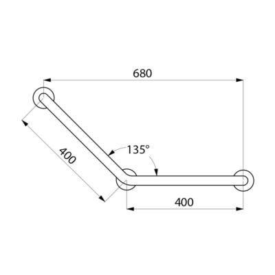 Barre à 135° diamètre 32 mm 400 x 400 mm 3 points de fixation inox poli brillant réf. 5082P