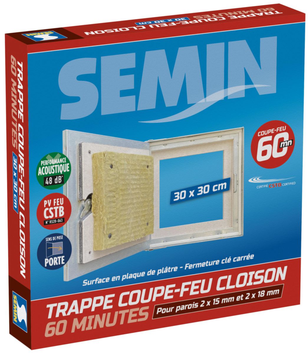 Trappe coupe-feu 60 min pour cloison creuse - aluminium - 400x400 mm