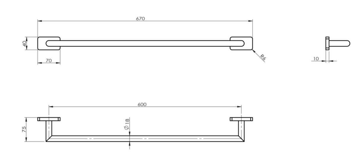 Porte-serviettes Alterna Day By Day 1 barre fi x e 60 cm