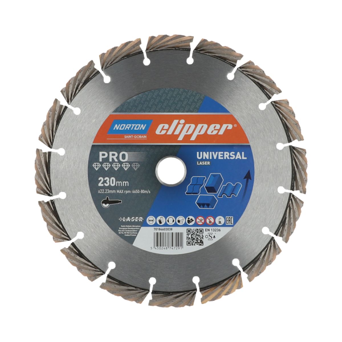 Disque diamant pour matériaux de construction Pro Universal Laser - Ø 230 mm - Ø alésage 22,23 mm