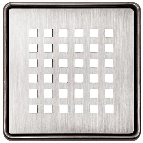 Grille d'évacuation avec joint accordéon et siphon Kerdi-Drain KDR10ED1GV - design square inox brossé - 100x100 mm