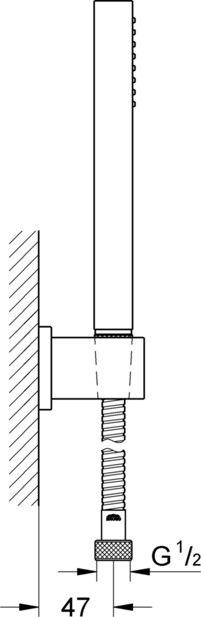 Ensemble de douche 1 jet avec support mural Euphoria Cube Stick Chromé 27702000