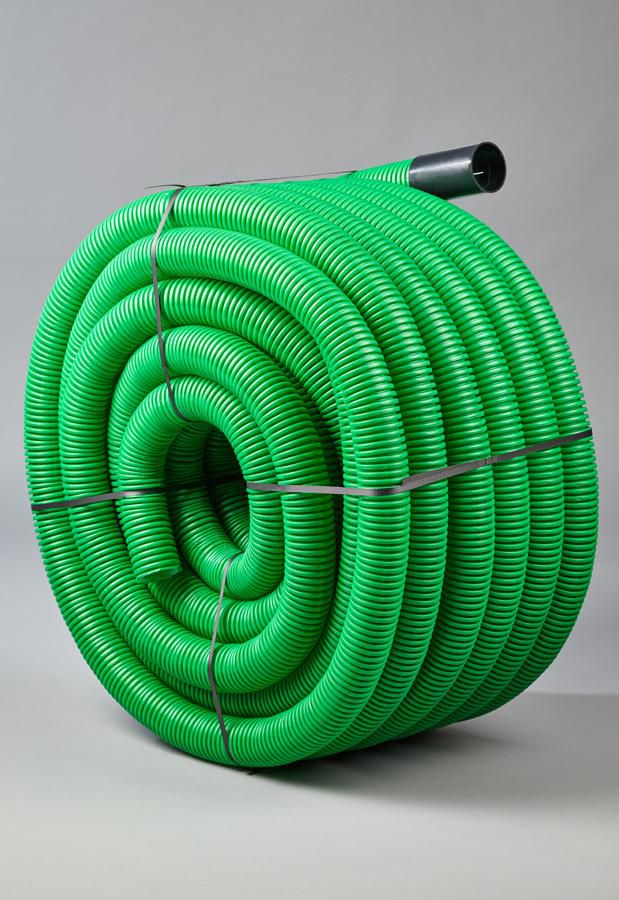 Fourreau annelé - PE vert pour protection câbles Télécom - Ø 40 mm - couronne de 50 m