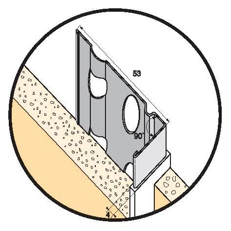 Modénature perforée pour enduit extérieur grattée acier galvanisé jonc PVC sable Profimo L. 3m Ep Enduit 10mm