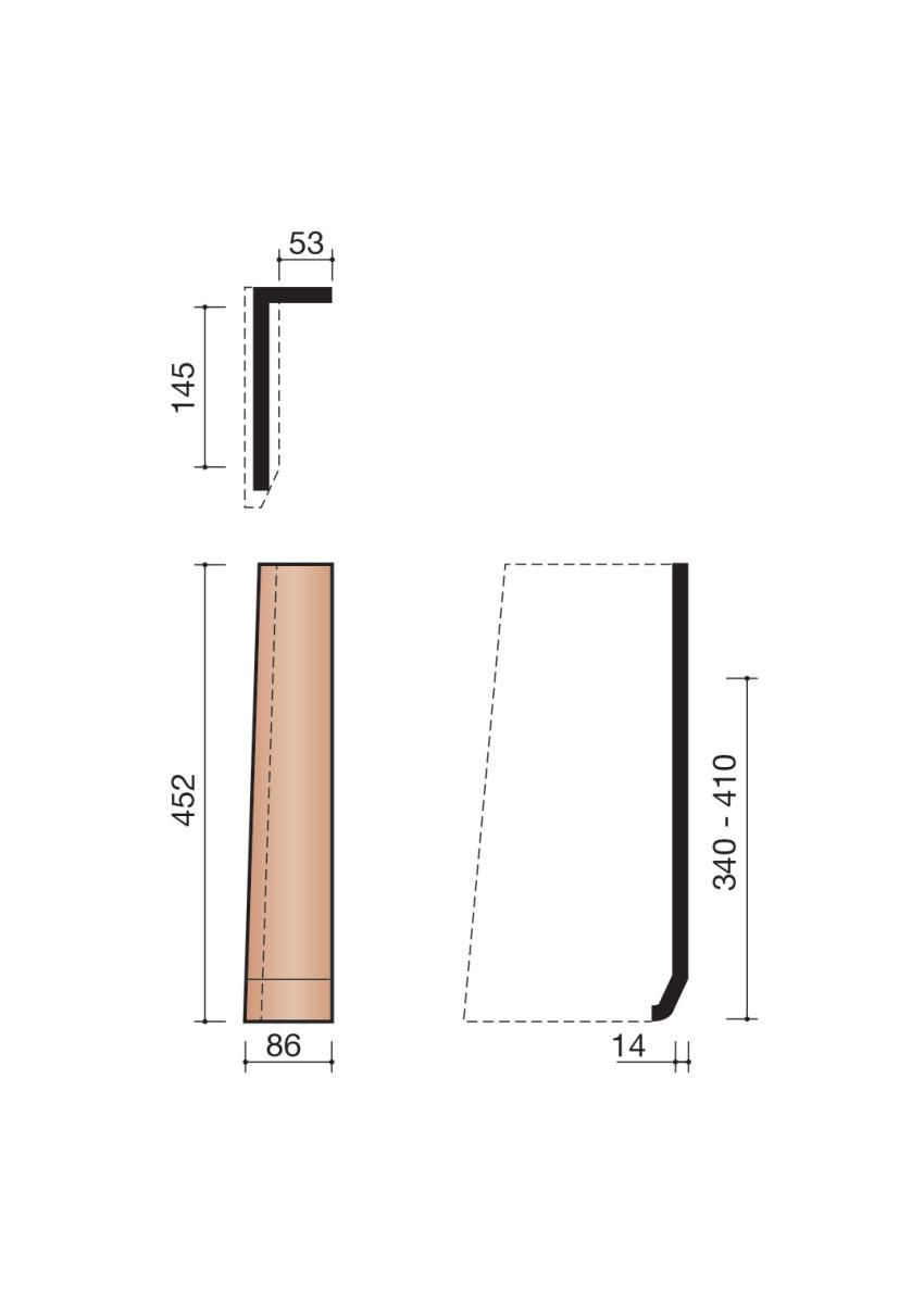 Tuile de rive individuelle gauche Optima Mopt 7060 - terre cuite - teinte ardoisée - 452x86 mm